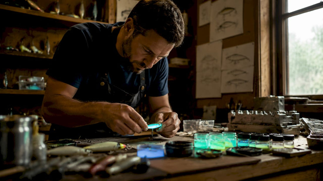 Designer assembling bioluminescent fishing lure