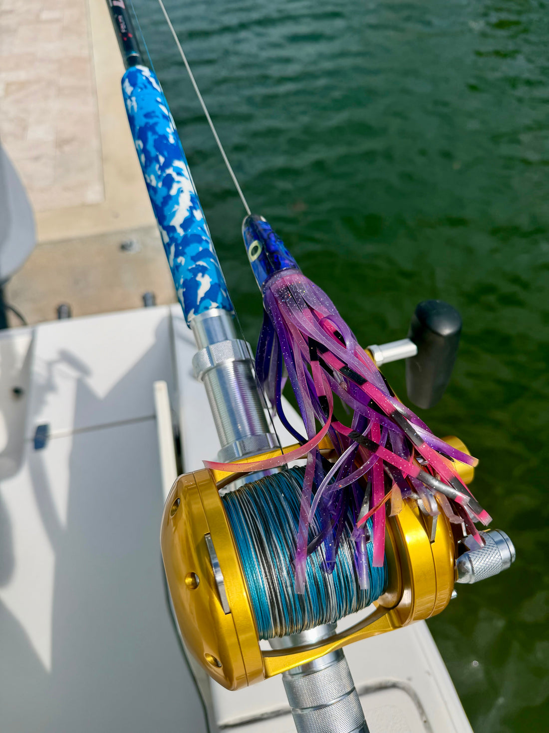 colorful lure on reel