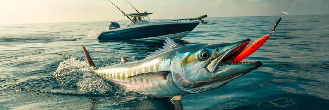 Large wahoo caught with trolling lure.