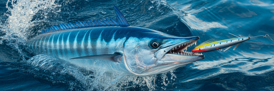 Wahoo fish striking a trolling lure.