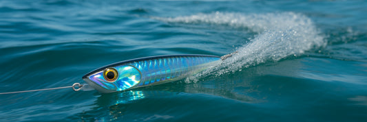 Resin head trolling lure in action