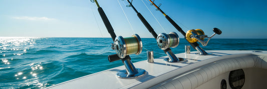 Offshore marlin fishing boat gear setup