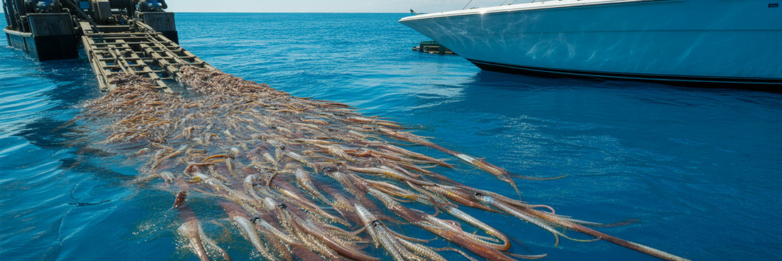 Offshore fishing dredge pulled behind a boat