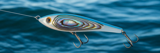 Abalone resin lure trolling offshore.