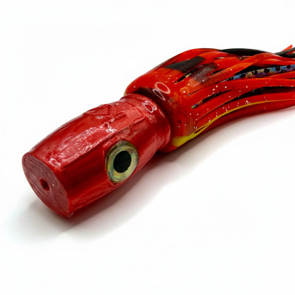 Red abalone resin offshore trolling lure with lifelike eye for tuna and marlin fishing